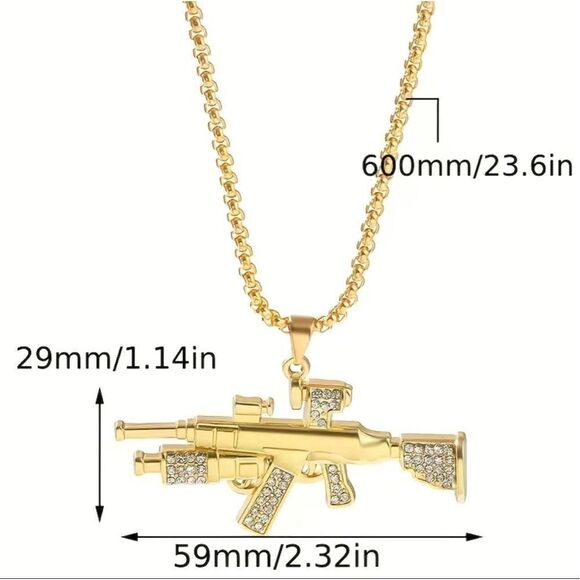 Unisex 1pc  silver Cuban Rap Trend Necklace - Picture 3 of 3